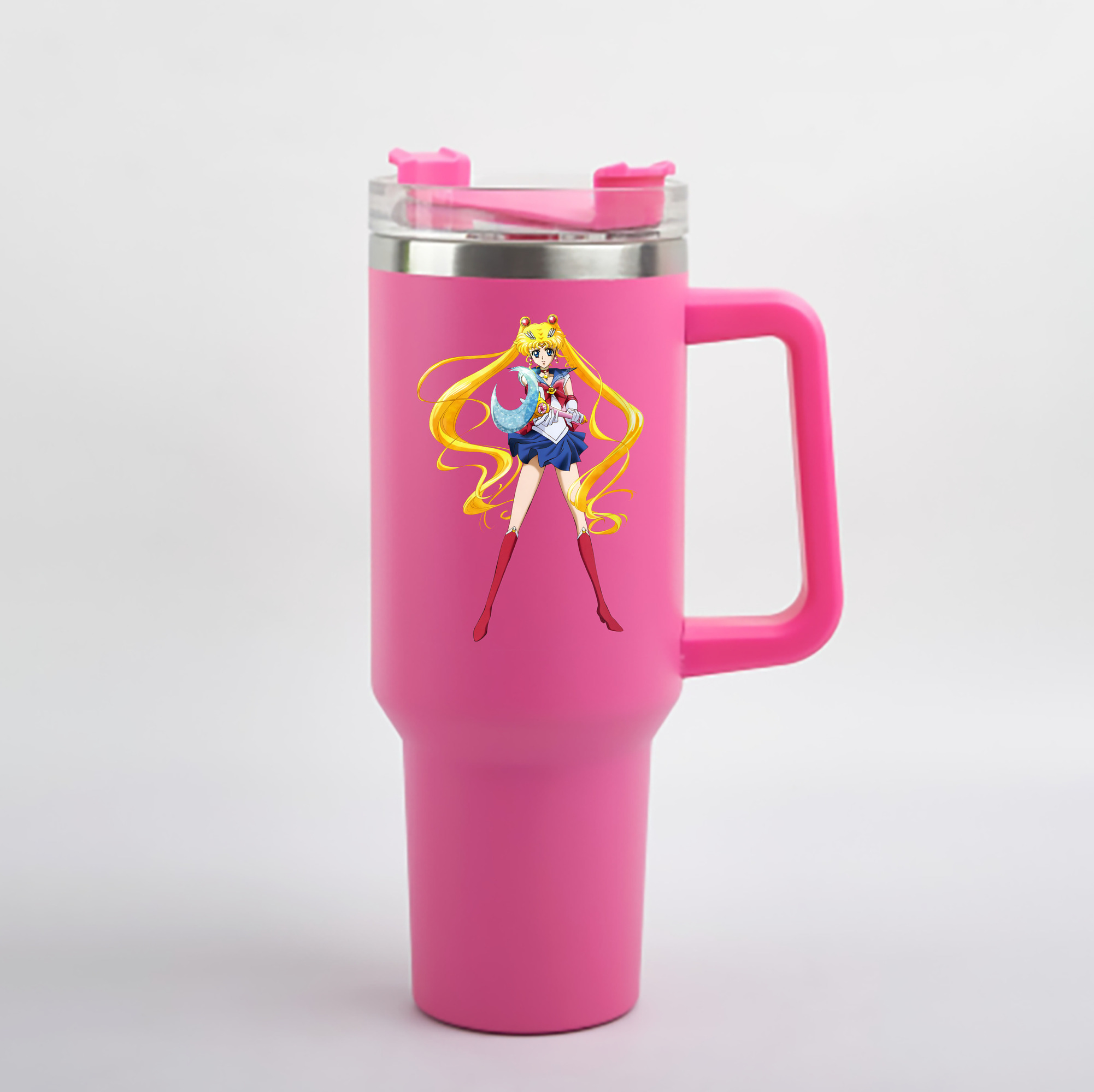 （画像用） 美少女戦士セーラームーン 月野 うさぎ つきの うさぎ Sailor Moon Tsukino Usagi 1200mL車用タンブラー - クリスタルステッカー（プラスチックストロー付き）